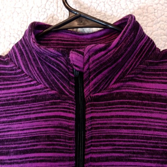 Reebok RBK Jacket Womens Large 14-16 Black Pink Stripe Zip-Up Sweater Jacket - Picture 5 of 15